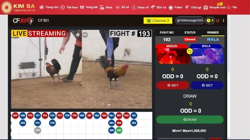 Theo dõi đá gà tại Kimsa